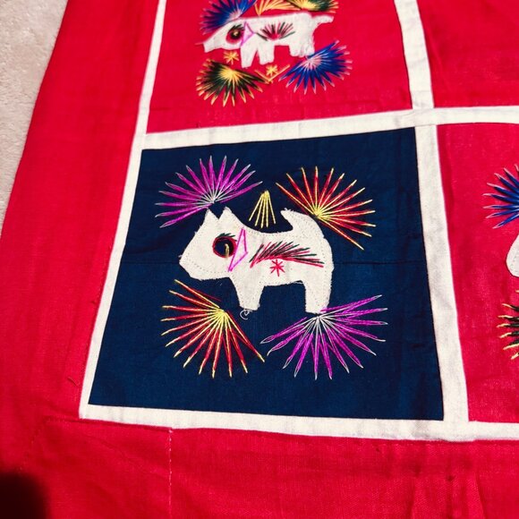 Vtg Bai Jia Bei Chinese Quilt Tapestry One Hundred Families Double Sided Hanging - Picture 2 of 11